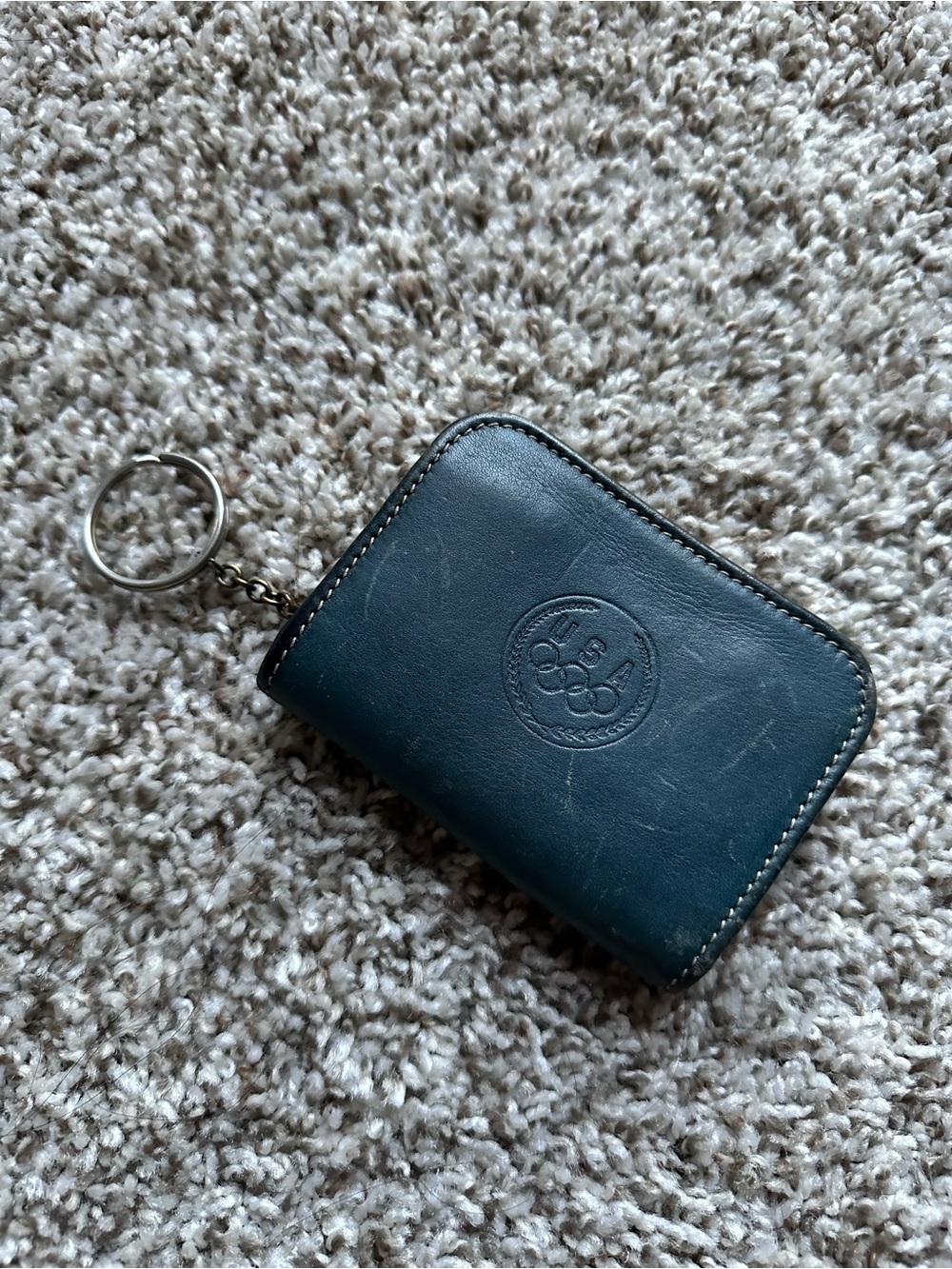 Coach Olympics Leather Zip Key Wallet with Embossed Logo